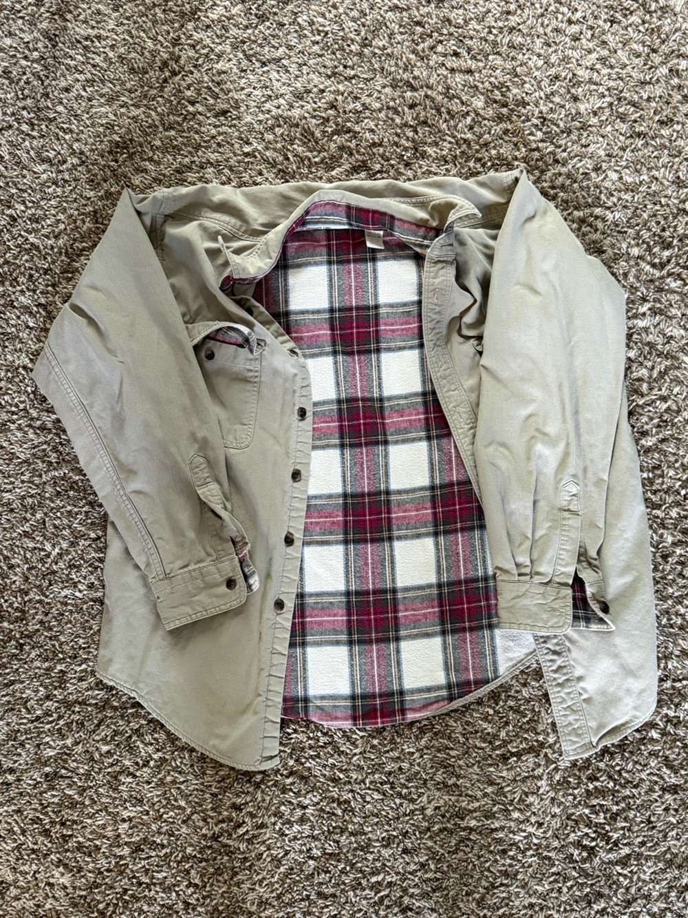 L.L. Bean Red and Gray Plaid Flannel Shirt
